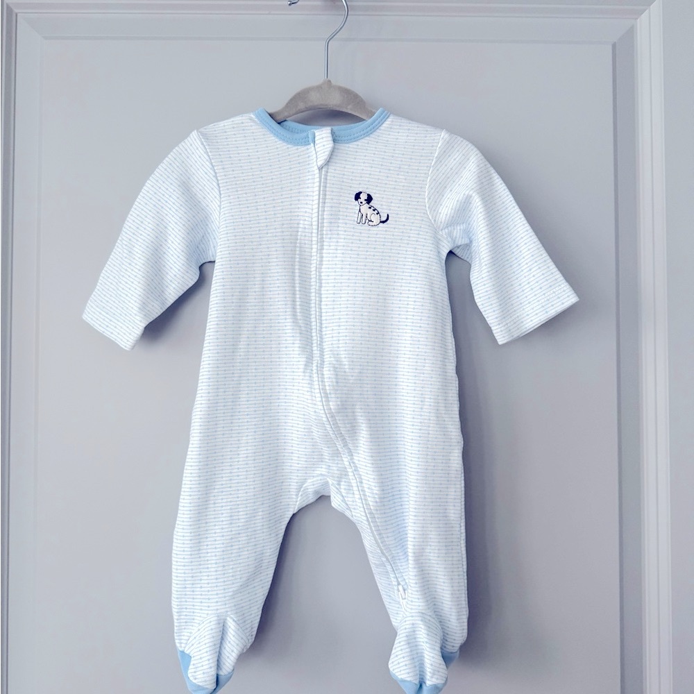 Little Me Blue Striped Baby Footie